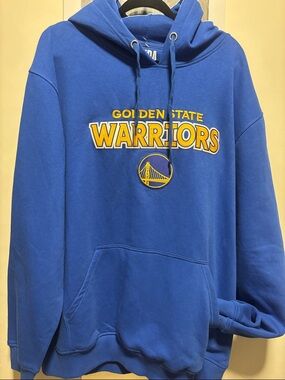 NBA Golden State Warriors Blue Hoodie Sweatshirt with Yellow Logo